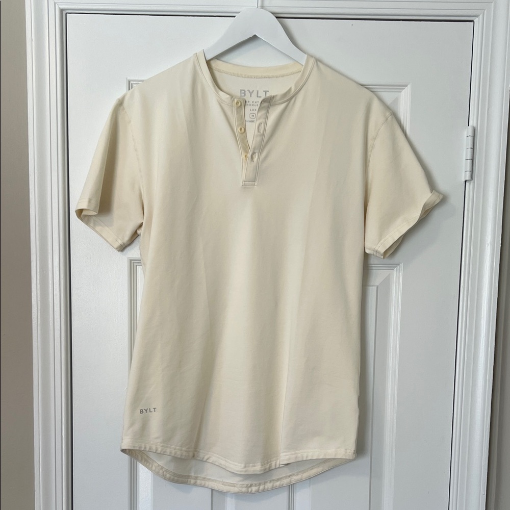 Bylt Men's Cream Henley T-Shirt Medium